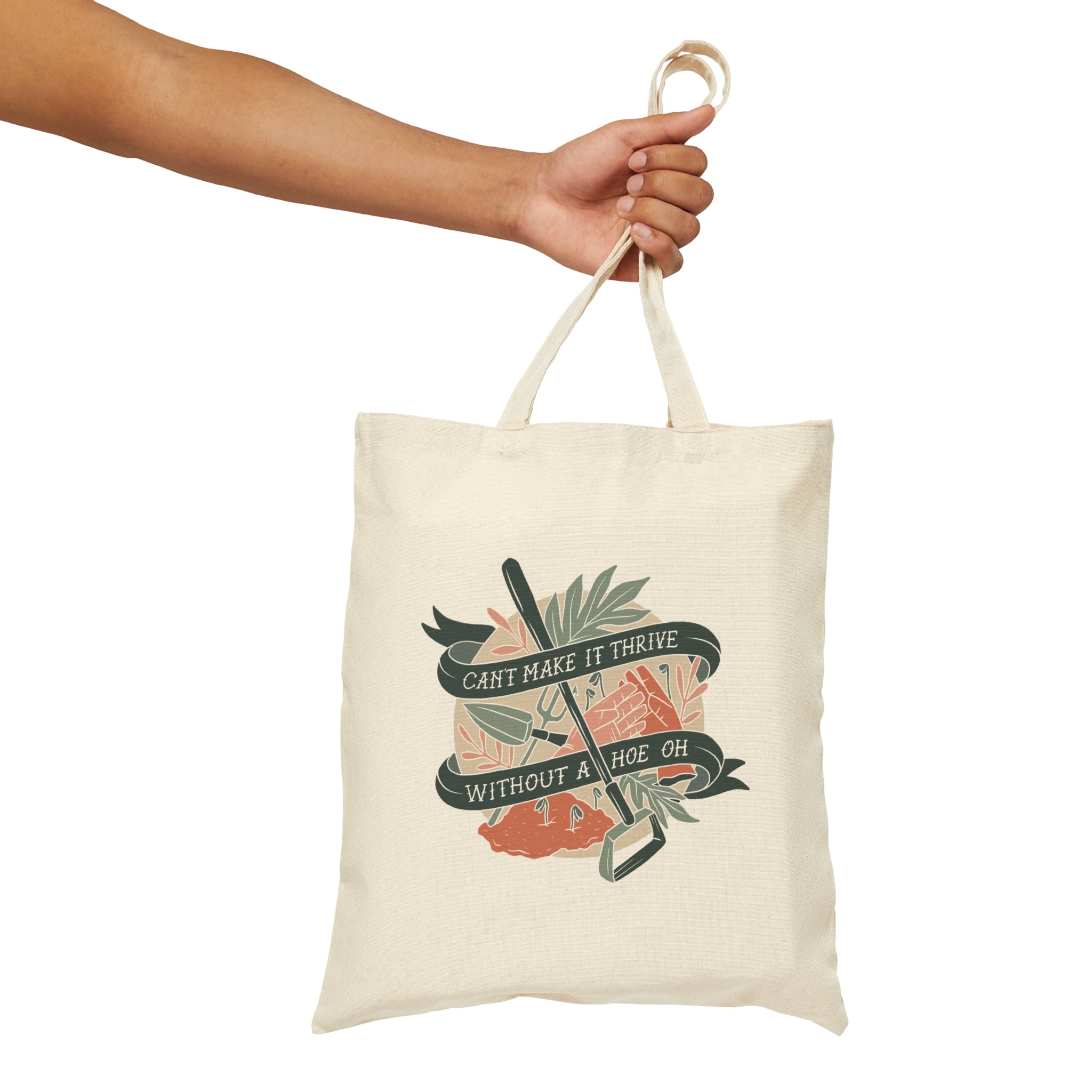 Can't Make it Thrive Without a Hoe Canvas Tote Bag green/pink